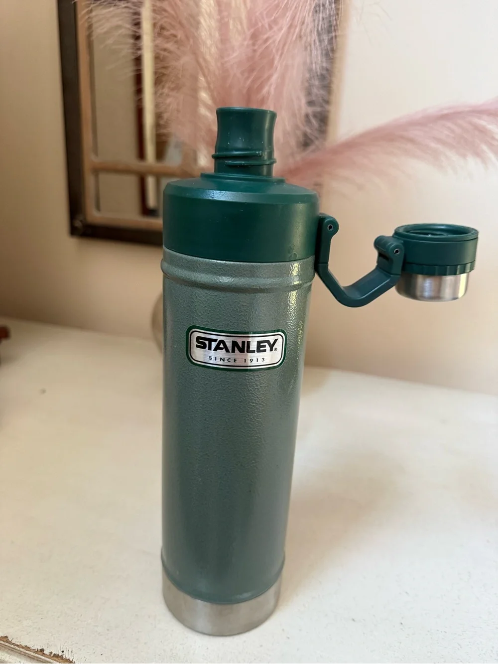 Stanley Green Stainless Vacuum Flask with Dark Green Cap - Picture 4 of 11